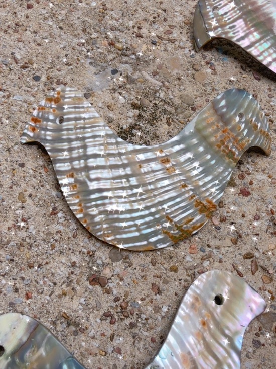 Jewelry - Iridescent Mother of Pearl Bird Pendants / Shell Statement Charms